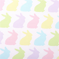 Easter Pastel Rabbits on White with Light Blue Fine Glitter Double Sided Sheet
