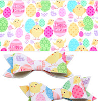 Easter Eggs/Chicks Happy Easter Faux Leather Sheet
