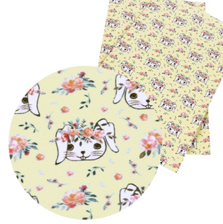 Easter Bunny Face on Lemon Faux Leather Sheet