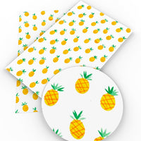 Pineapples on White Faux Leather Sheet
