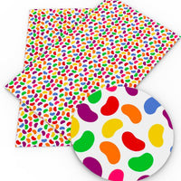 Jellybeans on White Faux Leather Sheet