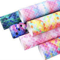 Mermaid Scales Fine Glitter Faux Leather Full Sheet Pack of 6