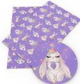 Easter Bunnies & Bucket on Purple Faux Leather Sheet