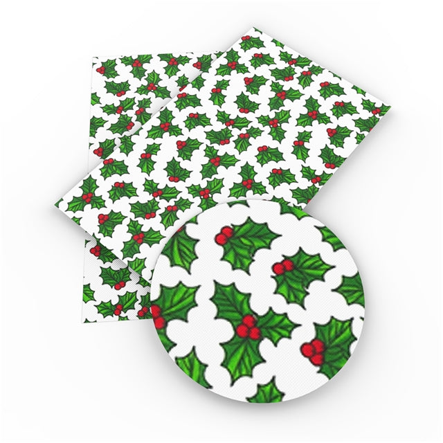 Christmas Holly Green Faux Leather Sheet