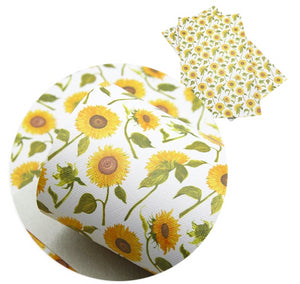 Floral Sunflowers with Stem Faux Leather Sheet