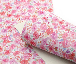 Floral Watercolour Pink Faux Leather Sheet