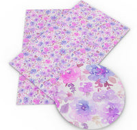 Floral Watercolour Purple Faux Leather Sheet
