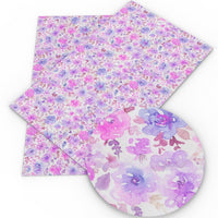 Floral Watercolour Purple Faux Leather Sheet