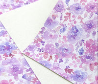 Floral Watercolour Purple Faux Leather Sheet
