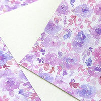 Floral Watercolour Purple Faux Leather Sheet