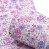 Floral Watercolour Purple Faux Leather Sheet