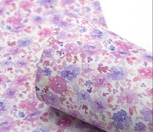 Floral Watercolour Purple Faux Leather Sheet