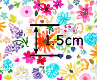 Floral Multicoloured Flowers on White Faux Leather Sheet
