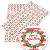 Merry Christmas Wreath Faux Leather Sheet