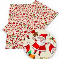 Christmas Santa Cartoon on Cream Faux Leather Sheet