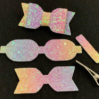 Pre Cut Chunky Glitter Faux Leather Bows 10 Pack