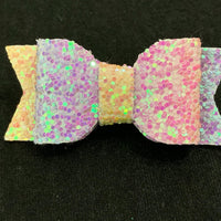 Pre Cut Chunky Glitter Faux Leather Bows 10 Pack
