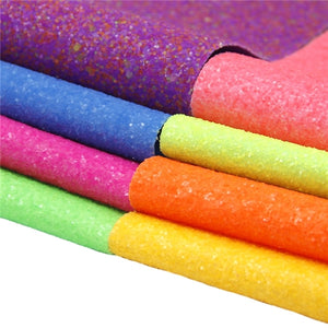 Neon Chunky Glitter Faux Leather Full Sheet Pack of 8