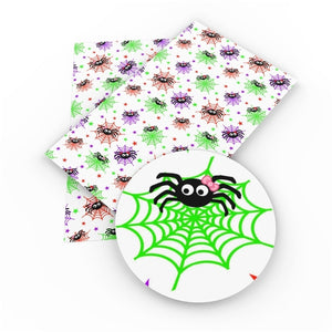 Halloween Spiders Faux Leather Sheet