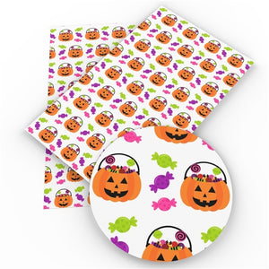 Halloween Pumpkin Lolly Bucket Faux Leather Sheet