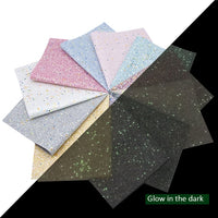Glow in the Dark Chunky Glitter Faux Leather Sheet