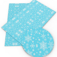 Snowflakes White on Blue Faux Leather Sheet