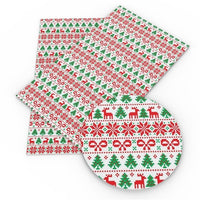 Christmas Nordic Red & Green Pattern Faux Leather Sheet
