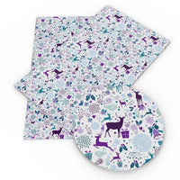 Christmas Reindeer Teal & Purple Faux Leather Sheet
