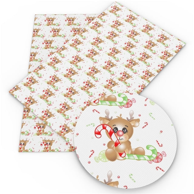 Christmas Baby Reindeer Candy Cane Faux Leather Sheet