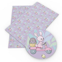 Easter Bunny on Moped Light Purple Faux Leather Sheet