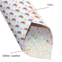 Rainbows with Heart Sequins on White  Double Sided Sheet
