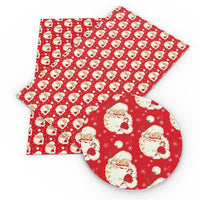 Christmas Santa Head on Red Faux Leather Sheet
