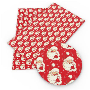 Christmas Santa Head on Red Faux Leather Sheet