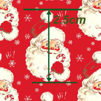 Christmas Santa Head on Red Faux Leather Sheet