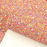 Chunky Sprinkles Rainbow Glitter Faux Leather Sheet
