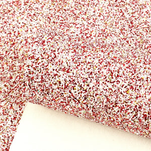 Chunky Gold, Red & White Glitter Faux Leather Sheet