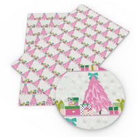 Christmas Trees Pink Faux Leather Sheet
