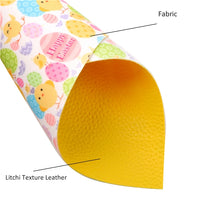 Easter Eggs/Chicks Happy Easter with Yellow Litchi Double Sided Sheet