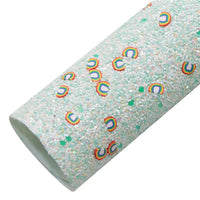 Chunky Glitter with Rainbow Clay Embellishment Faux Leather Sheet
