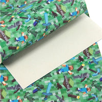 Minecraft on Green Faux Leather Sheet
