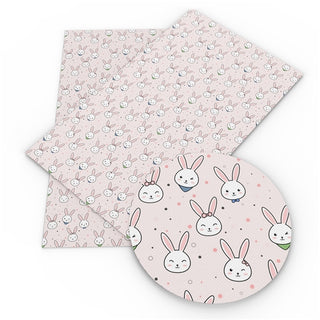 Easter Bunny Face on Light Pink Faux Leather Sheet