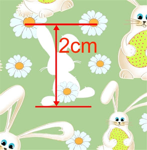 Easter Bunny & Daisies on Green Faux Leather Sheet