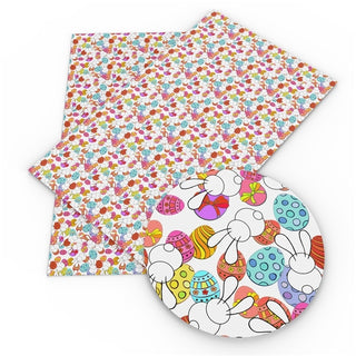 Easter Rabbit and Rainbow Eggs Faux Leather Sheet
