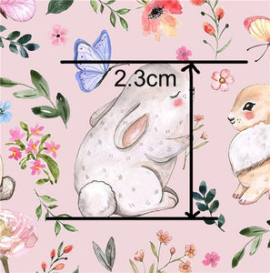 Easter Rabbit Spring Flowers Faux Leather Sheet