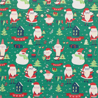 Christmas Snowmen on Green with Green Chunky Glitter Double Sided Faux Leather Sheet
