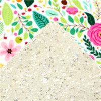 Floral Spring Arrangement with Silver White Chunky Glitter Double Sided Sheet
