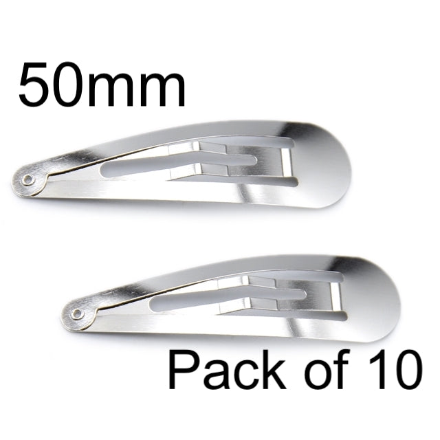 Silver Snap Clips 50mm (10)