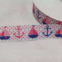 Sail Boats Pink 7/8" Ribbon