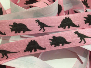Dinosaurs on Pink 5/8" FOE (5 Yards)