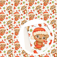 Christmas Baby Reindeer & Bear Faux Leather Sheet
